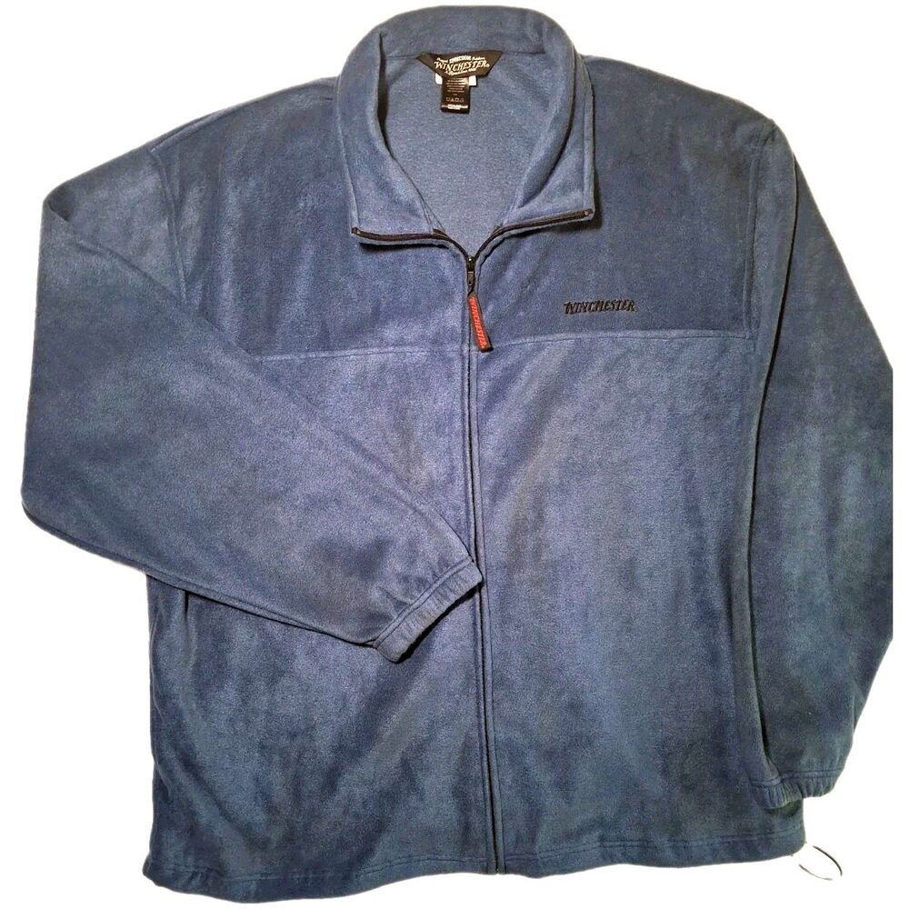 Vintage Winchester Mens Blue Fleece Jacket Full Zip XL Hunting Gorpcore Outdoors